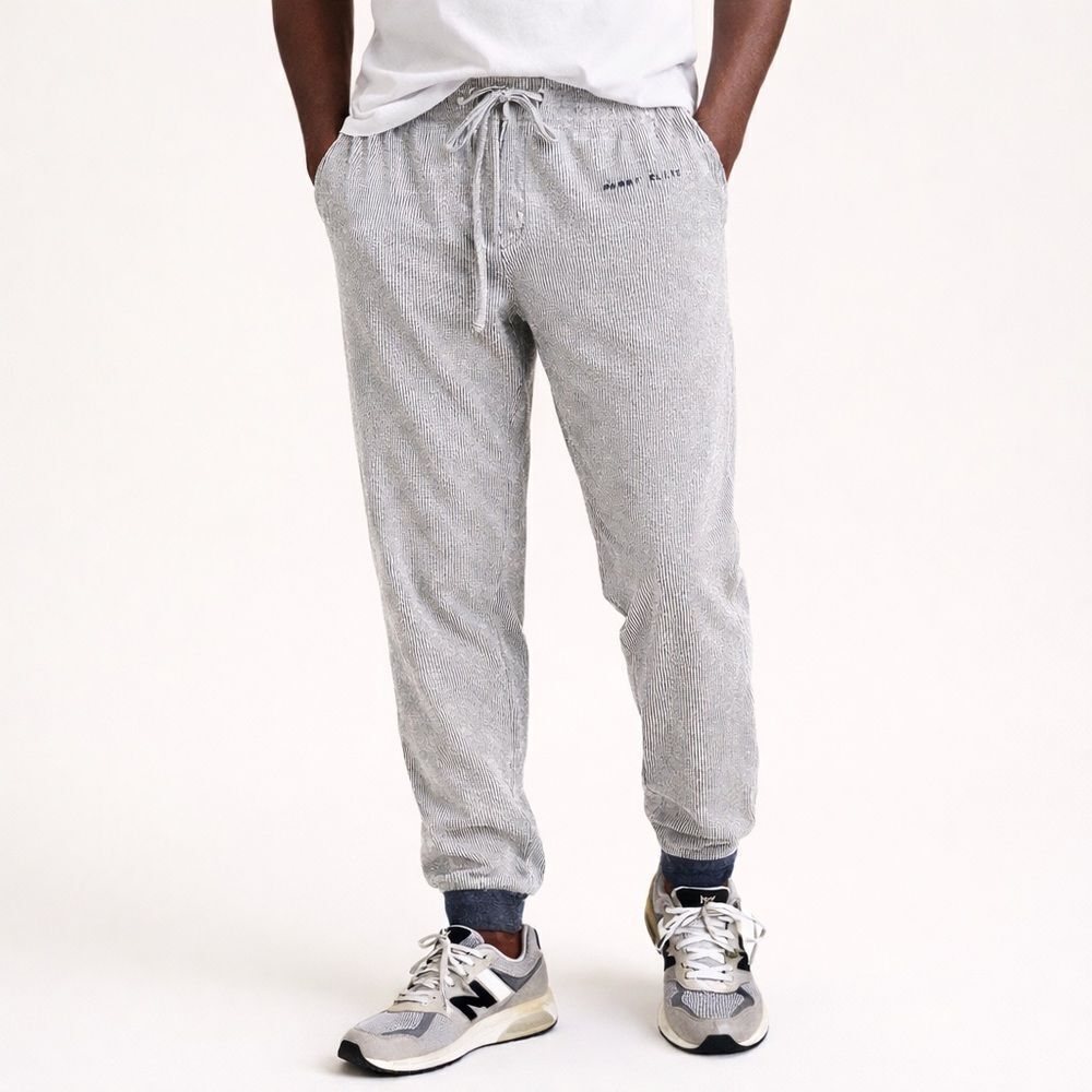 Perry Ellis America Vintage Striped Ribbed Drawstring Jogger Sweatpants